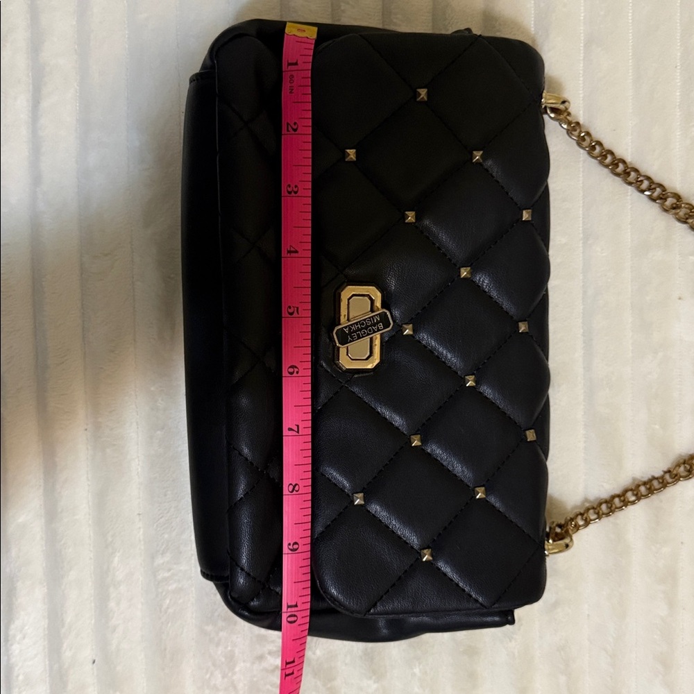 Badgley Mischka Black Quilted Crossbody with Gold Chain - Picture 14 of 16